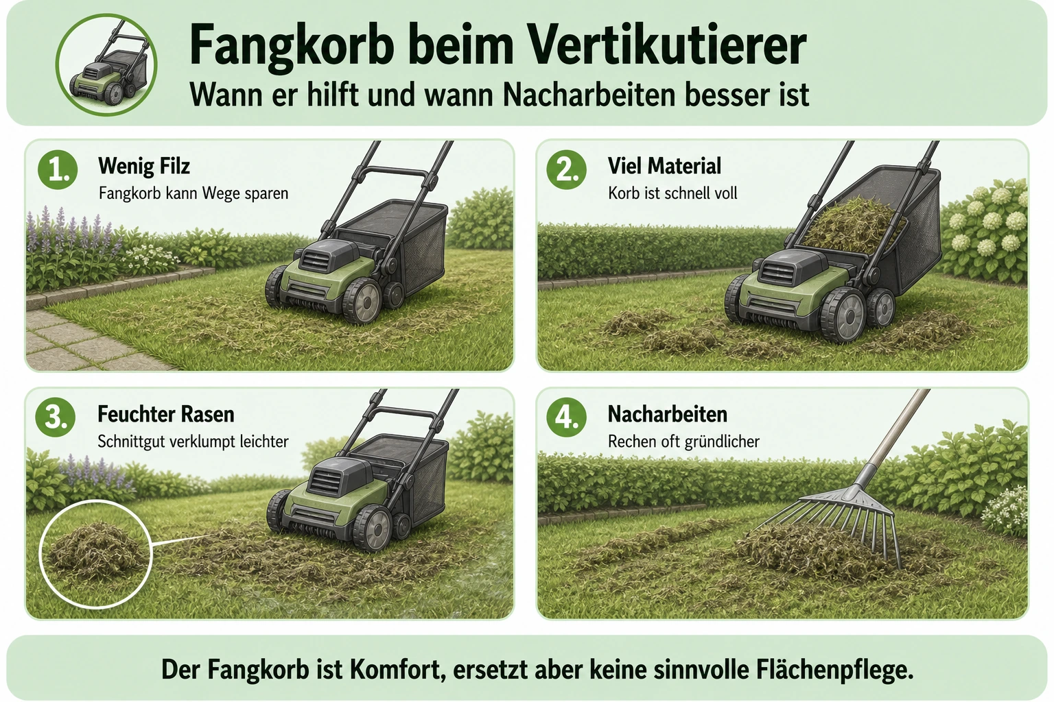 Infografik: Fangkorb beim Akku-Vertikutierer einordnen